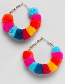 ASOS DESIGN MULTICOLOR Pom Pom Hoop Earrings   ASOS at Asos